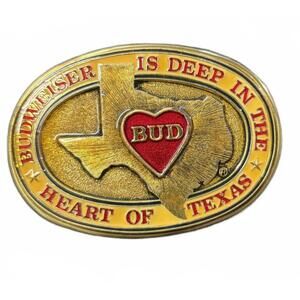 Vintage 1970's Budweiser Texas Buckle and 40” Leather Belt